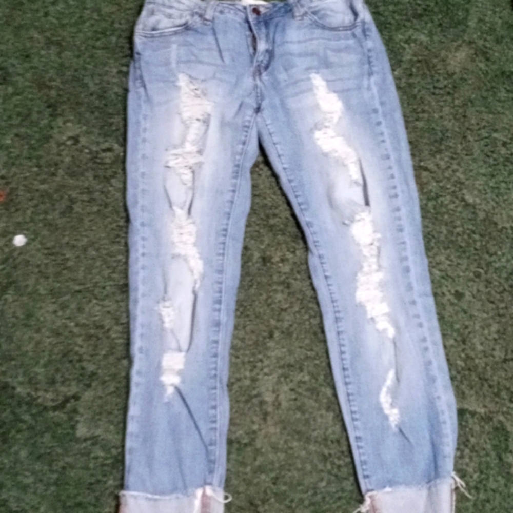 Blue ripped jeans
